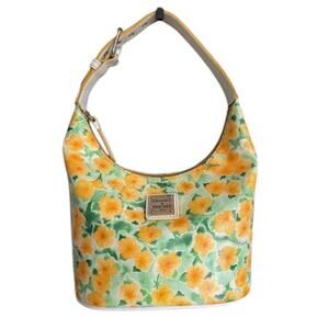 Dooney and Bourke Yellow Floral Petunia Shoulder Bucket Bag NWT Y2K Boho Retro